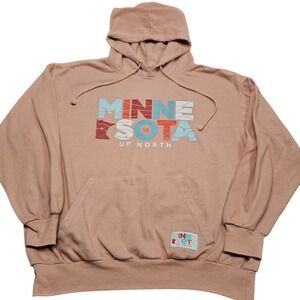 Minnesota Up North Hoodie Sweatshirt XL Peach Graphic Pullover Cabin Outdoors